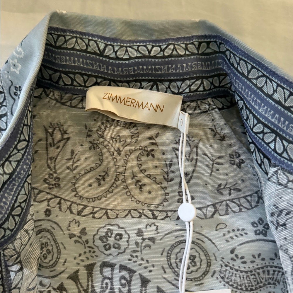 Zimmermann Blue and Gray Paisley Blouse - Picture 5 of 6